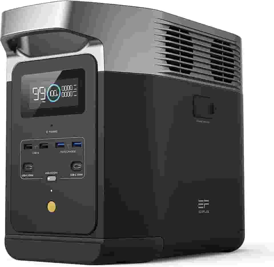 EF ECOFLOW Estação de Energia Portátil DELTA 2, 1024 Wh Bateria LiFePO4, 0-80% em 50 Minutos, 6 Saídas CA / 1800W (X-Boost 2700W), Gerador de Energia Portátil para Falta de Energia e RVs (120V US)