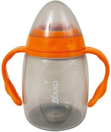 COPO COM ALÇAS BICO SILIC COLORS CINZA/LARANJA, Clingo, Cinza/Laranja