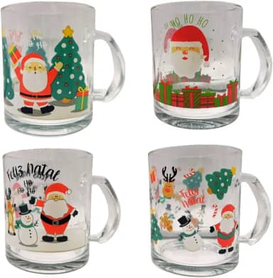 KIT 12 Canecas vidro 320 ml com caixa presente revenda natal