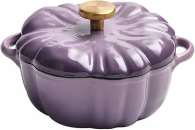 Forno holandês de ferro fundido esmaltado com tampa, 1,32 qt Linda decoração de Halloween panela de abóbora, assadeira de forno holandês coberto, caçarola de abóbora para decoração de outono de Ação