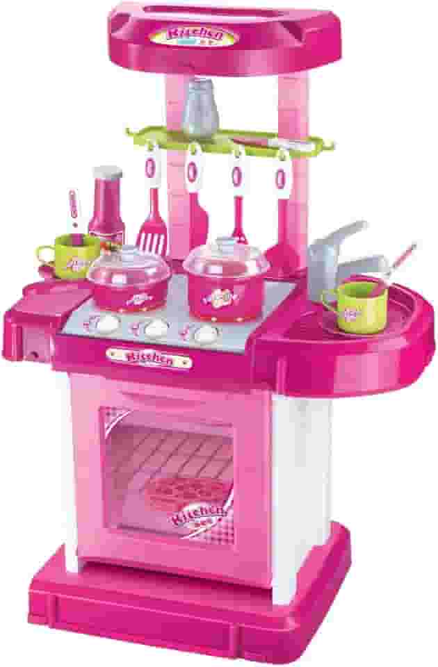 Replay Kids Cozinha Infantil Princess Completa Pia Forno e Fogão Com Acessórios Coloridos Efeitos de Luz e Som, Rosa