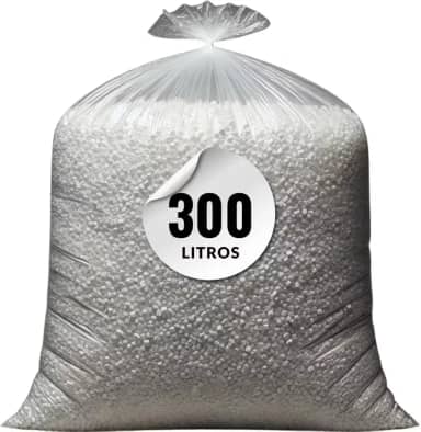Isopor em Flocos para Enchimento, 300 Litros, Material Reciclável, Isolamento Térmico e Acústico, Ideal para PUFs, Almofadas, Concreto Leve e Artesanato