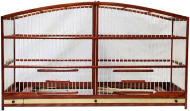 Gaiola Passarinho Em Madeira - Reprodução Canário/Coleira/Curió - Abaulada Mogno