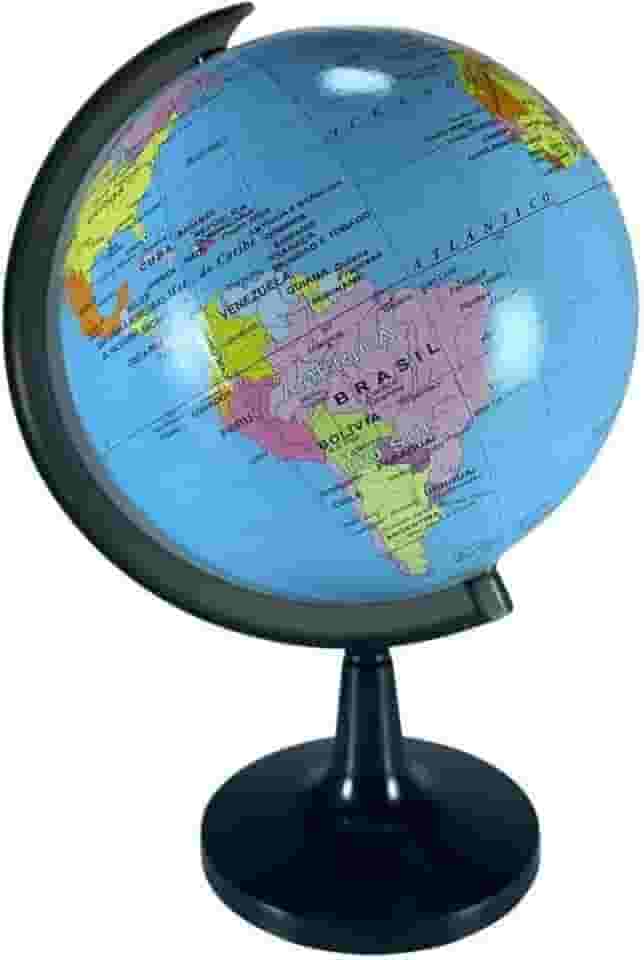 Globo Terrestre Giratorio Mesa Mapa Mundi Político Escolar 16cm Eixo com Medidor Premium