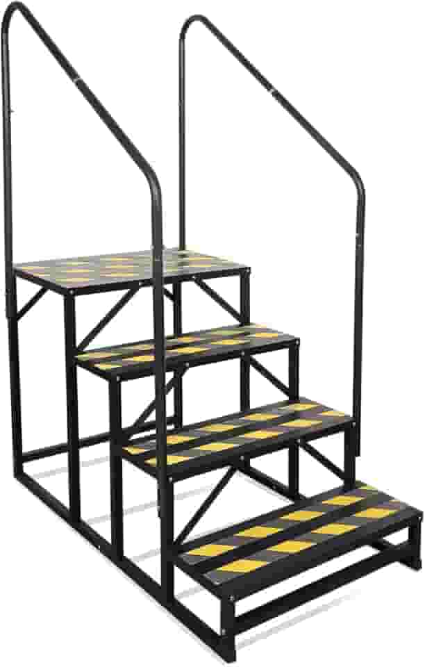 Escadas de trailer de 4 degraus, degraus de banheira de hidromassagem, escada de spa ao ar livre com corrimão duplo, escada de 5ª roda econômica portátil para trailer de viagem, motorhome