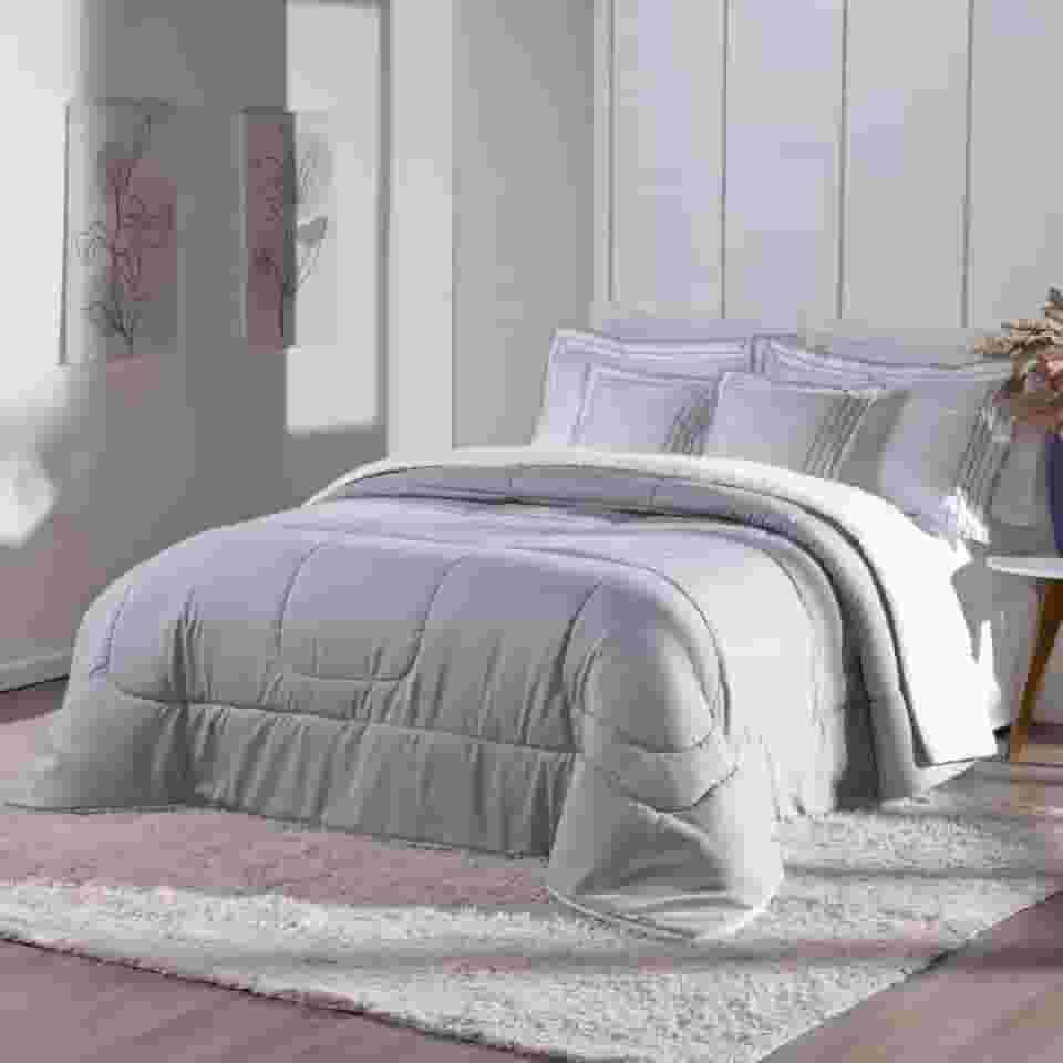 Kit Coberdrom Queen 5 peças, Soft, MR Enxovais, Unissex, Cinza