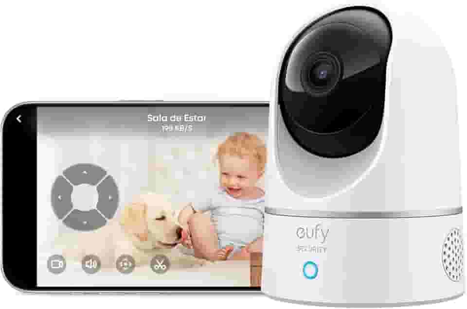 eufy Câmera E220 por anker, Câmera de Segurança Wi-Fi 360º, 2K, Babá Eletrônica, Visão Noturna, Audio de duas vias, Detecção de Movimentos, Trabalha com Alexa, Compatível HomeBase 3
