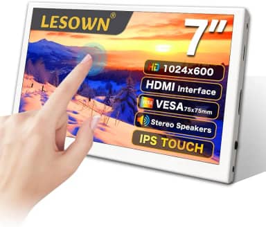 Monitor pequeno de 17.8 cm 1024 x 600 IPS capacitivo touch 17.8 cm HDMI tela LCD portátil com alto-falantes para laptop Raspberry Pi branco