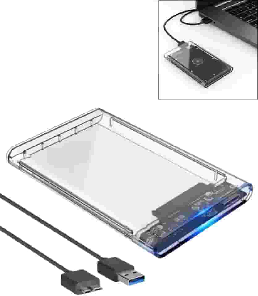 Case Externa Para HD transparente Alta Velocidade e Conexão USB 3.0 Transmissão de 6gbps Sata 3 Suporta SSDs e HDs de até 3TB Transparente