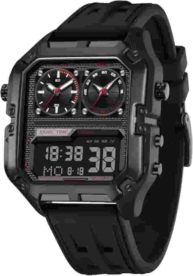 Relógio masculino elegante com fuso horário duplo multifuncional – uma mistura perfeita de praticidade e elegância para uso diário e viagens (DT-LK9023G-02), DT-LK9023G-02, 9015