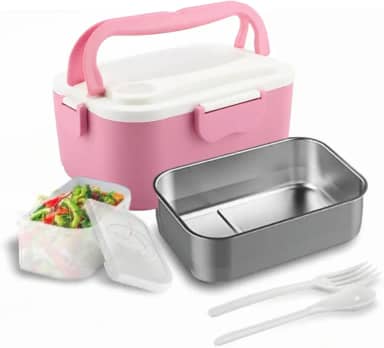 Marmita Elétrica Bivolt - 4 Voltagens 110-220 / DC 12-24V - 1,5 Litros - Aquecedor de Alimentos 60W (Rosa)