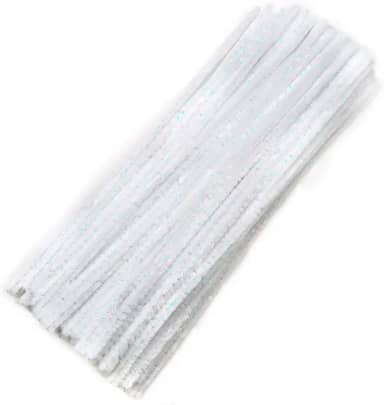 TOAOB 100 peças de limpadores de cachimbo brancos com glitter, hastes metálicas de chenille, bastões difusos, suprimentos de artesanato para projetos de arte DIY, decorações de casa