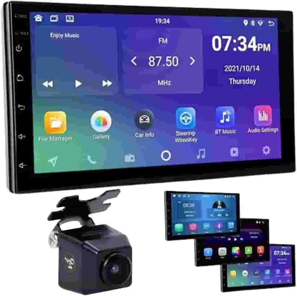 KIt Central Multimídia Automotivo 7 polegadas Mp5 Universal CarPlay Android IOS Auto Espelhamento Sem Fio 60W com Camera de Ré (Kit com Câmera)