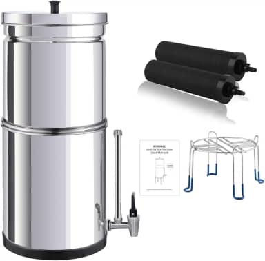 Nsf/Ansi 42&372 Sistema de Filtro de Água Alimentado Por Gravidade Portátil de Aço Inoxidável Padrão Sistema de Filtro de Água com Filtro E Torneira de Visor de Vidro Em Casa E Acampamento(Bt