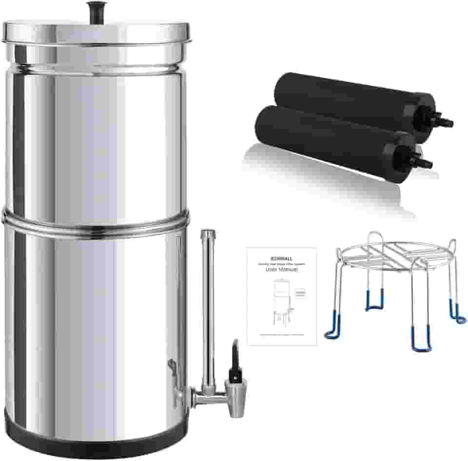 Nsf/Ansi 42&372 Sistema de Filtro de Água Alimentado Por Gravidade Portátil de Aço Inoxidável Padrão Sistema de Filtro de Água com Filtro E Torneira de Visor de Vidro Em Casa E Acampamento(Bt