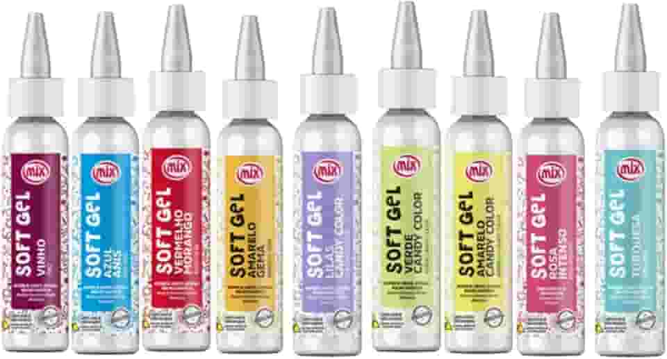 Kit 9 Soft Gel Corante Comestível Para Pasta Americana Chantilly Glacê Mix