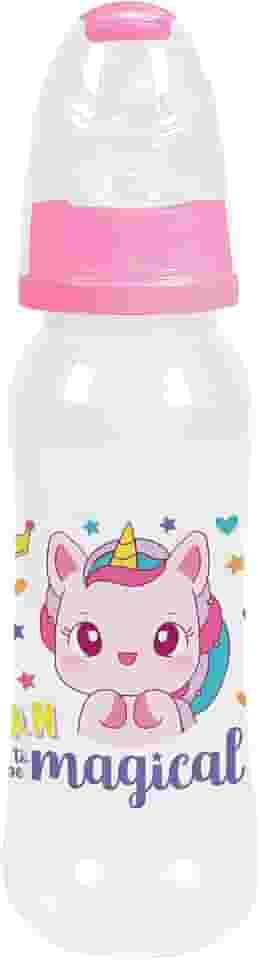 Mamadeira Antivazamento Bico Ortodôntico Silicone 240ml Azul Rosa Verde Estampada +6 Meses (Unicornio)