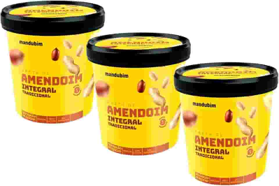 Kit 3 Pasta de Amendoim Integral sem açúcar 450g Mandubim