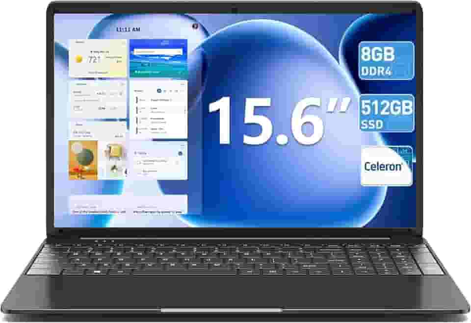SGIN Laptops Windows 11, laptop de 15,6 polegadas 8 GB DDR3 512 GB SSD com processador I3, webcam, HDMI, USB 3.0, bateria de 7000 mAh, BT4.2, USB 3.2 * 3, WiFi, tipo-C (preto)