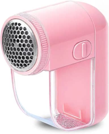 Papa Bolinha Portátil com Dispenser e Coletor – Removedor de Fiapos e Pelos de Roupas e Tecidos – Silencioso, Prático e de Alta Eficiência – A Pilha – Qualidade Premium (Rosa)
