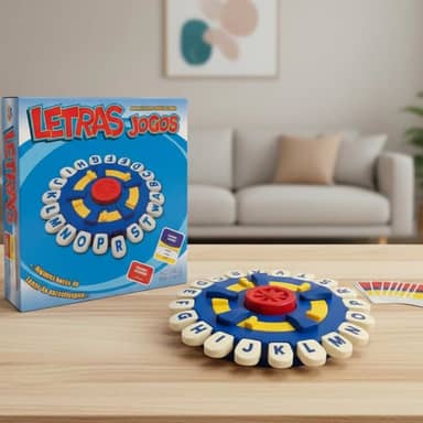 Jogo de Palavras STOP RODA DE LETRAS GRANDE EM PORTUGUÊS- Jogo de Tabuleiro Divertido para Toda a Família Com Cronômetro e Roda Giratória Educativo (Modelo 1)