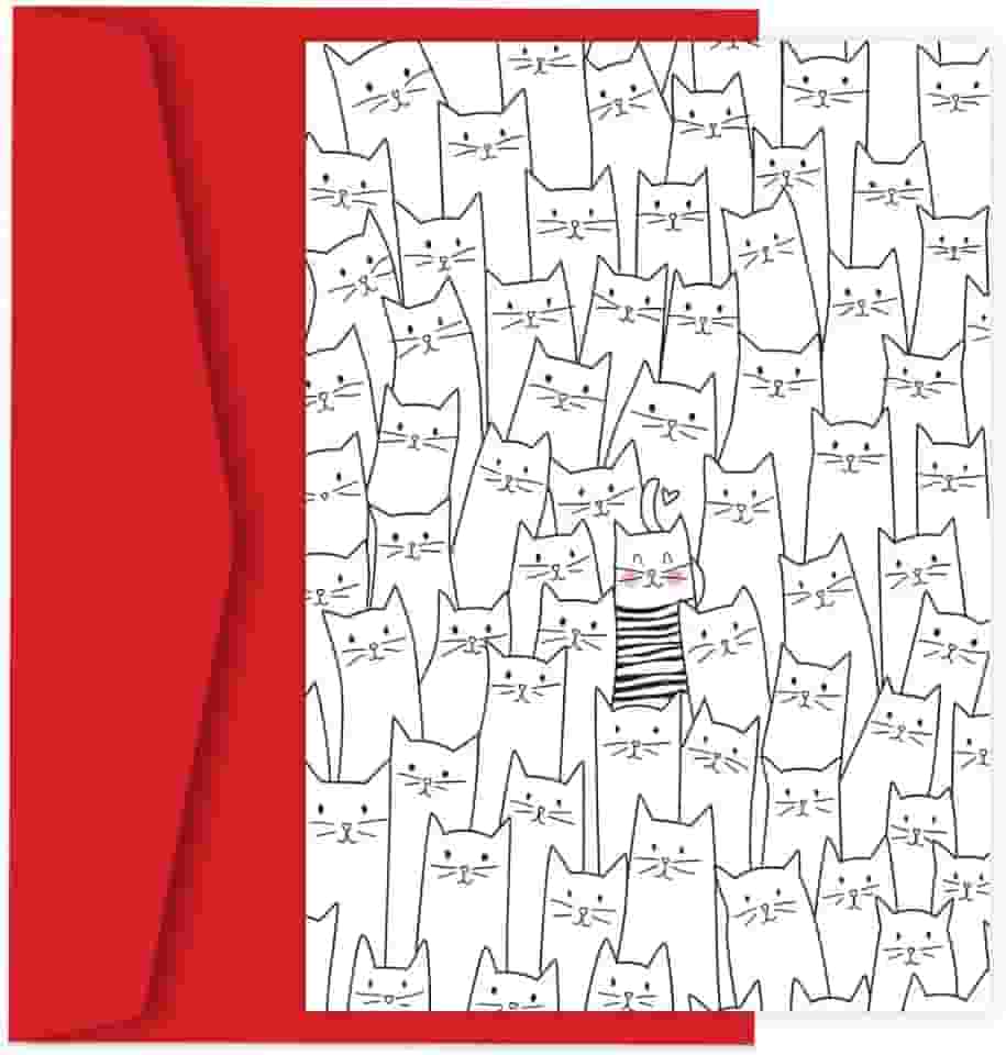 Cartão Fine Line com Envelope, A6 14,8x10,5 cm, Papel Photo Matte 240g/m², Vermelho e Branco (Gatos)