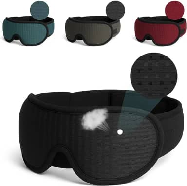 Máscara para dormir 3d confortável que bloqueia 100% luz com espuma respiravél espuma de memória (Preto Fosco)