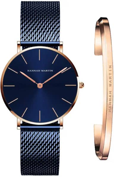 Relógio feminino analógico de quartzo, ouro rosa, pulseira de malha de aço inoxidável, relógio de pulso feminino à prova d'água com pulseira inspiradora