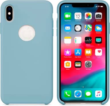 Case Capa Capinha Silicone Aveludado pra iPhone X e XS Azul Bebe