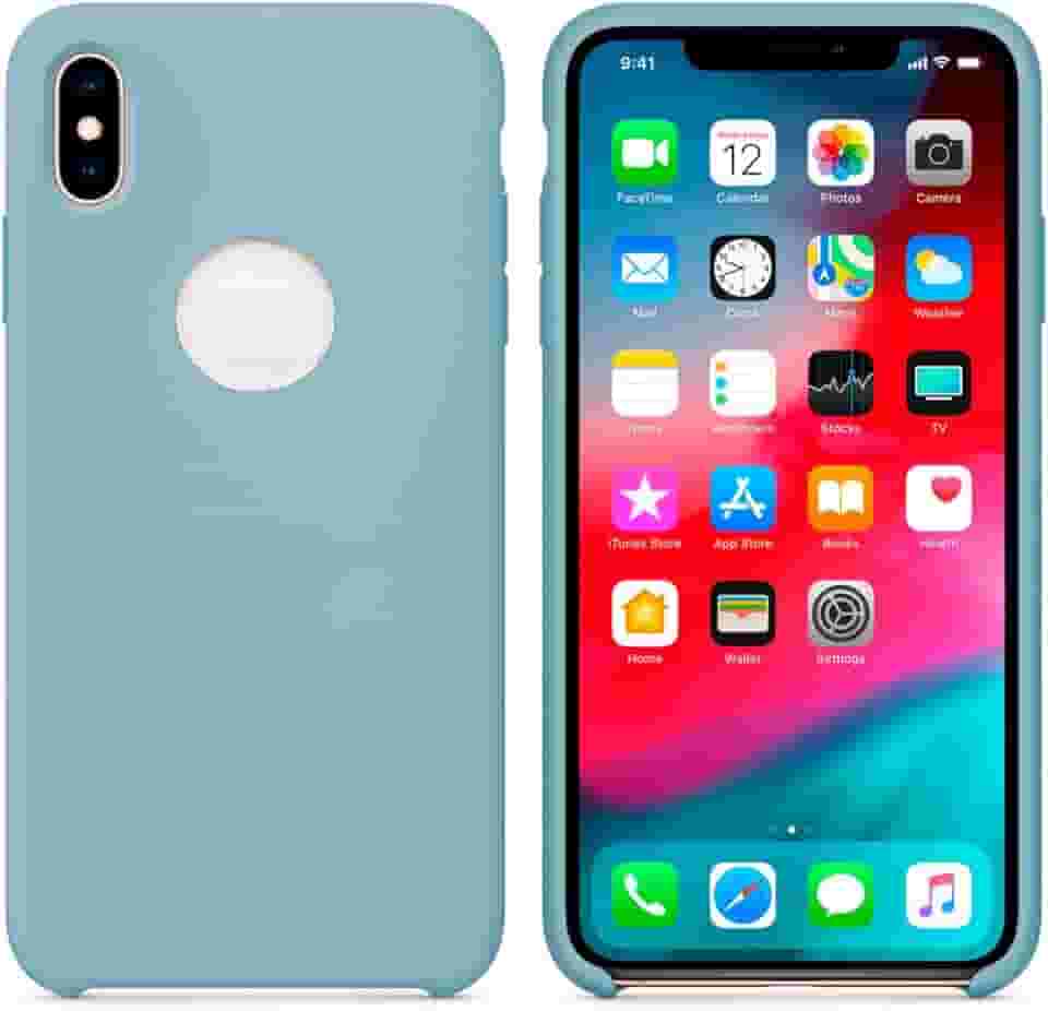 Case Capa Capinha Silicone Aveludado pra iPhone X e XS Azul Bebe