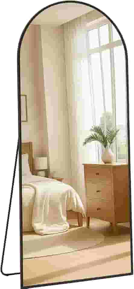 Espelho de Corpo Inteiro Arco 170x70cm Moldura Preta Dourada em Alumínio Chão e Parede (Preto)