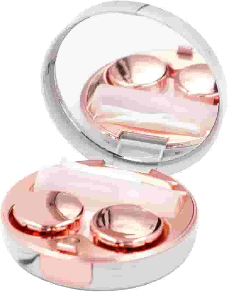 Estojo de lentes de contato com padrão de mármore moderno, kit de caixa de lentes de contato portátil com espelho redondo, ouro rosa