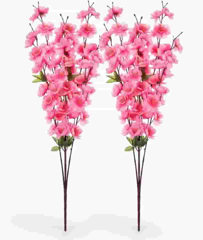 Kit 2 Buquês Cerejeira Rosa Artificial Galhos 55cm Decoração Flores de Pêssego Oriental Decoração Casamento