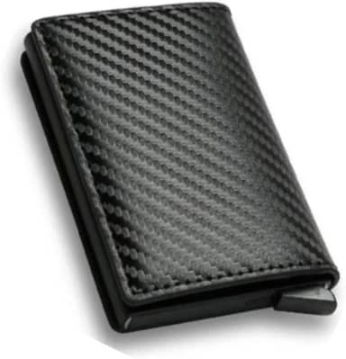 Carteira antifurto slim fibra de carbono Com Bloqueador de Aproximação(sistema RFID) Porta Cartões com ejetor Automático por Botão