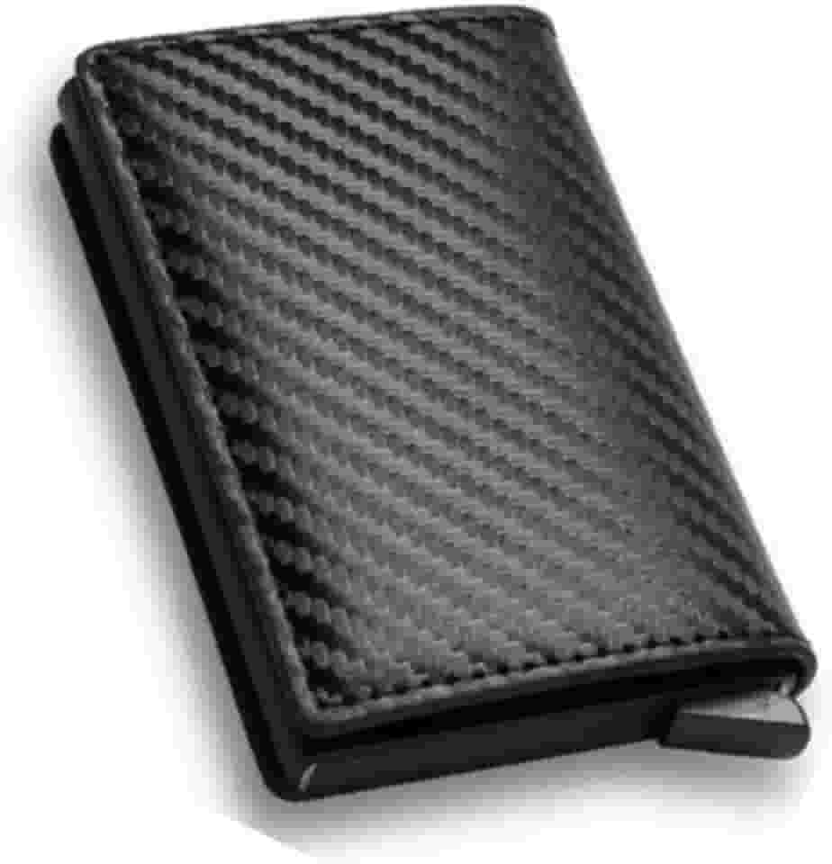 Carteira antifurto slim fibra de carbono Com Bloqueador de Aproximação(sistema RFID) Porta Cartões com ejetor Automático por Botão