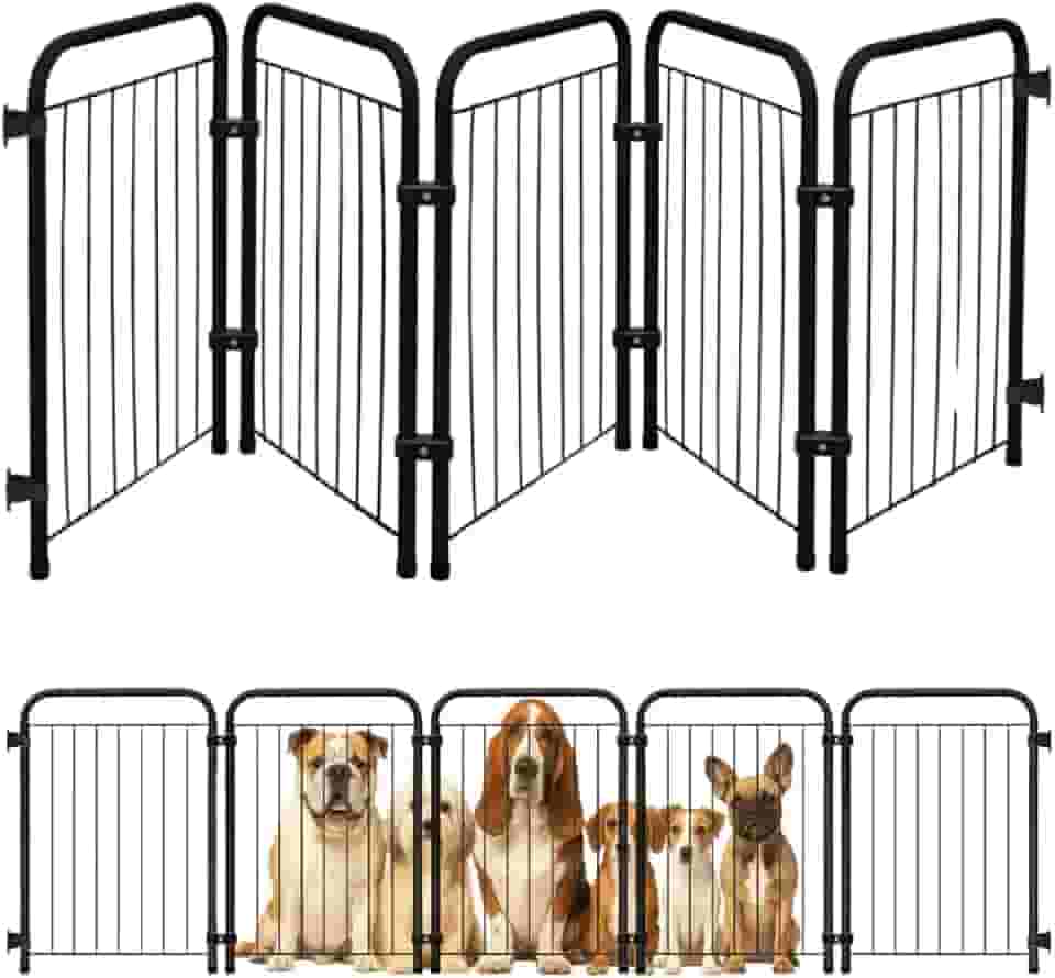 Cercado Grade Cercadinho Portátil Dobrável 3 5 7 Módulos Modular Proteção Pets Filhotes Cachorro Gato Coelho Animais 50 cm Altura (Preto, 5 Módulos)