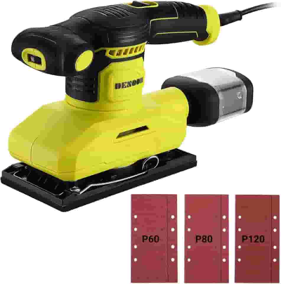 Lixadeira Orbital Elétrica de Palma Quadrada 280W 6 Velocidades Ajustáveis 13000RPM Com Coletor De Pó 6pcs Lixa para Lixar Madeira Metal e Pintura-220V