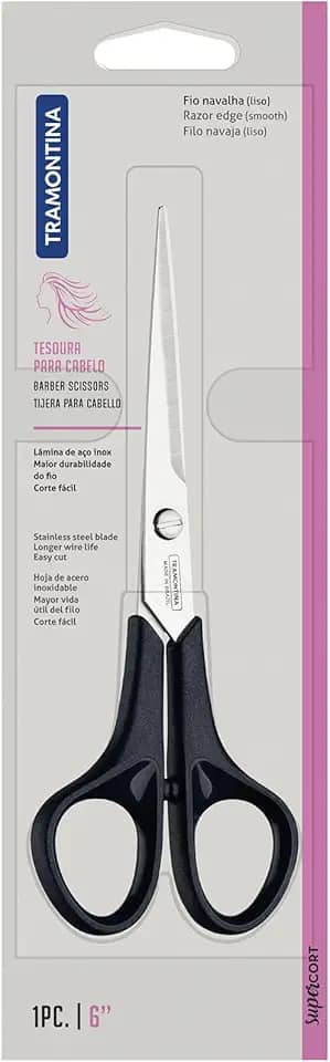 Hairdressing Scissors, Tramontina, Supercort, Stainless Steel 15.5 cm, Black, 25905/166