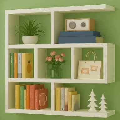Prateleira Flutuante 90x90x15cm de Parede 3 Níveis Branca Estilo Moderno para Livros e Decoração 6 Compartimentos