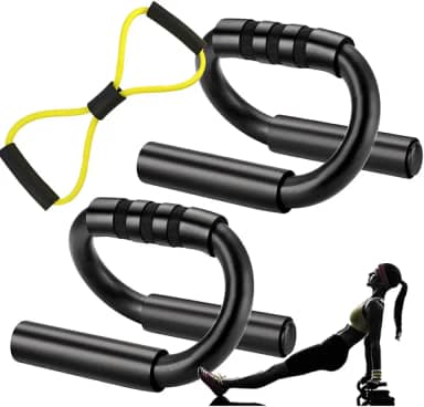 Apoio para Flexão de Braço Fitness Push Up Preto + Elástico de Tensão CBRN16051