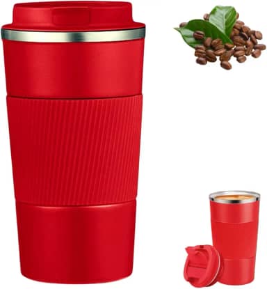 Copo Térmico Inox 500ml Coffee Mugs Café Chá Sucos Bebidas Quentes e Frias com Tampa e Parede Dupla (Vermelho)