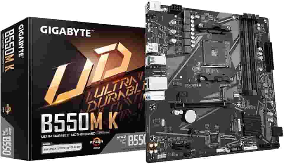 PLACA-MÃE GIGABYTE B550M, AM4 4XDDR4(MÁX128GB), 4 SATA, 1 M.2, 2XUSB 3.2, 4XUSB 2.0, 1XHDMI