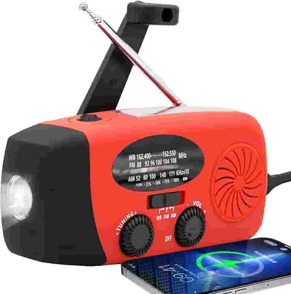 Rádio de manivela de emergência de 5000 MAH, rádio solar de sobrevivência portátil AM FM NOAA, rádio meteorológico com conector de fone de ouvido, alarme SOS, lanterna LED, carregador portátil tipo C