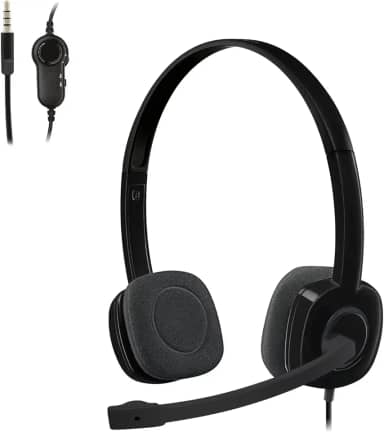 Headset com fio Logitech H151 com Microfone com Redução de Ruído e Conexão 3,5mm