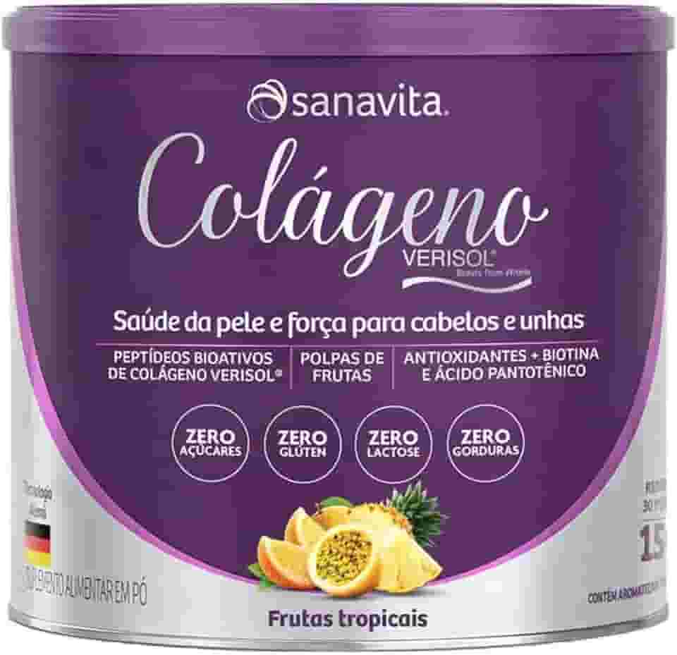 Sanavita Colágeno Hidrolisado Verisol - Pele e Cabelos - Frutas Tropicais - 150g