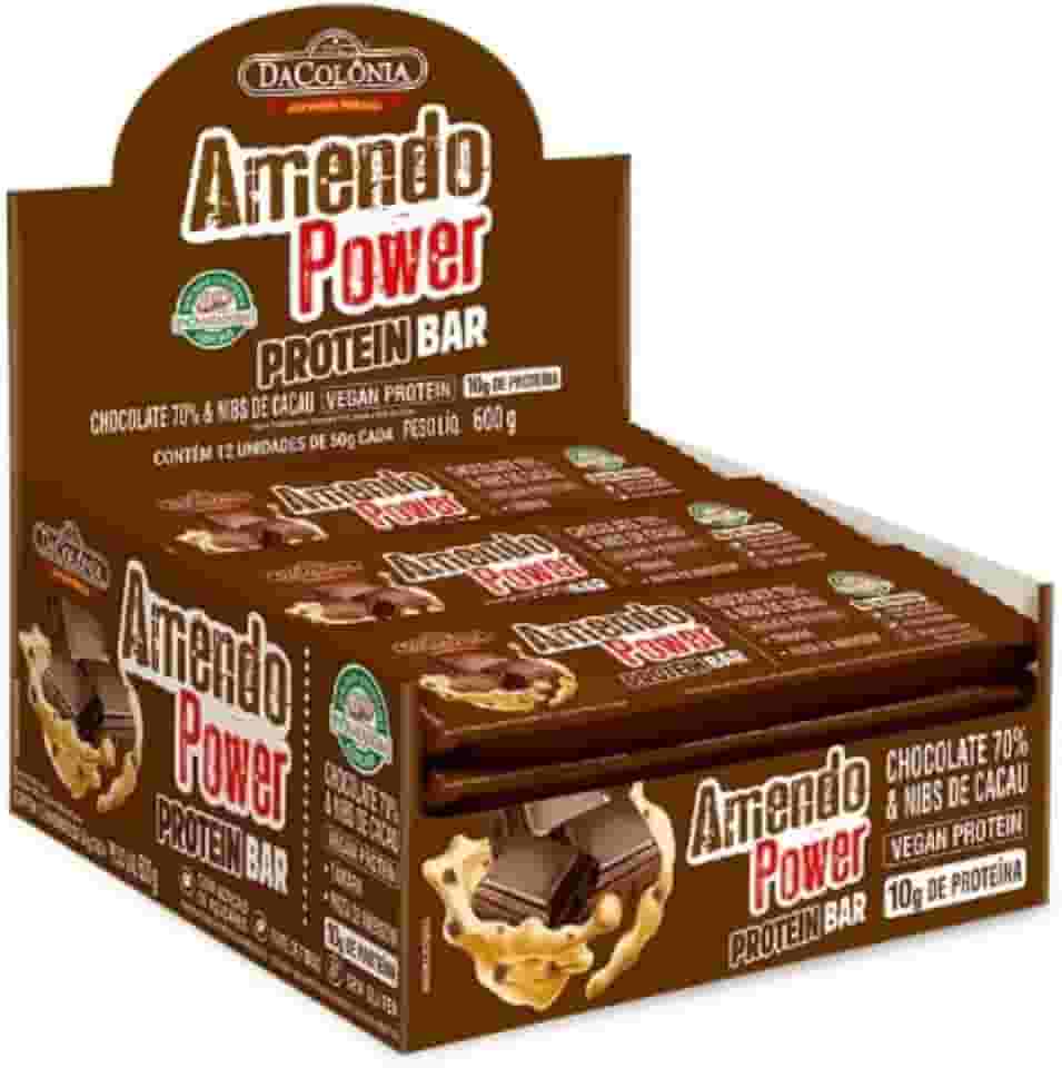 Barra de Proteína Amendo Power Chocolate 70% & Nibs Cacau Display 12 un