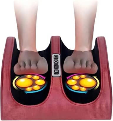 Massageador de Pés com Aquecimento, Controle Digital, Luz LED Terapêutica, Rosa