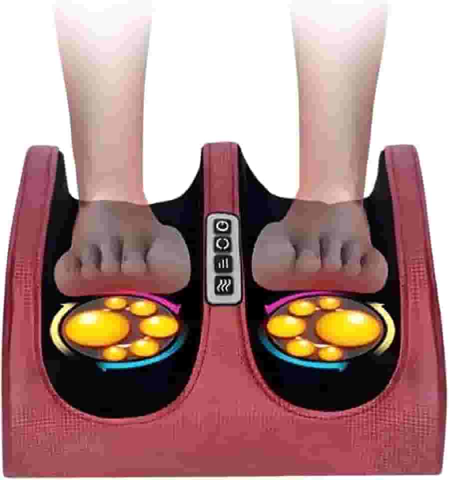 Massageador de Pés com Aquecimento, Controle Digital, Luz LED Terapêutica, Rosa