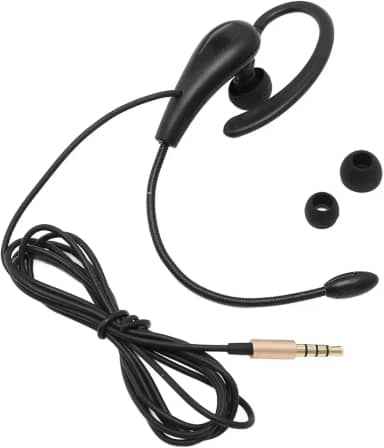 ASHATA Fone de ouvido de call center, gancho de orelha de um lado, fone de ouvido de 3,5 mm com microfone de cancelamento de ruído, fone de ouvido único para telefones celulares, PC, laptop,