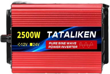Inversor de tensão solar de 2500W, onda senoidal pura, 700W real, 12v-110v, ideal para veículos e pequenas instalações de geração de energia solar, com 90 dias de garantia de fabricação.